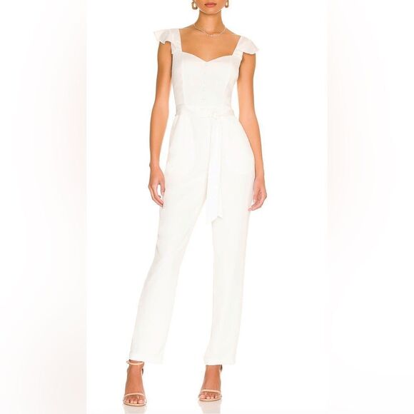 REVOLVE MORE TO COME Gloria Flutter Sleeve Jumpsuit in White Flowy Crepe XS - Picture 2 of 6